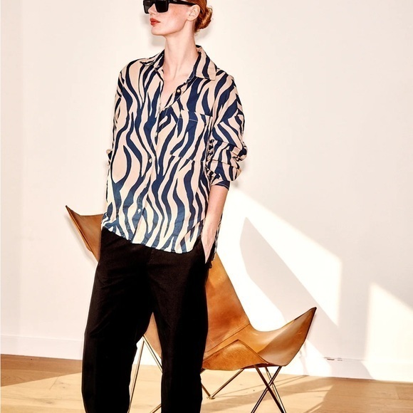Bailey 44 Tops - Bailey 44 Navy and Beige Men's Button Down Shirt